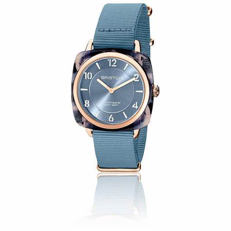 BRISTONBriston Clubmaster Chic 36mm Ice Blue Dial Interchangeable NATO Strap 21536.PRA.UB.25.NIBWATCHESEcecile