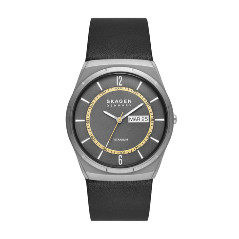 Skagen Danimarca SKW6907 Orologio Melbye in titanio - Quadrante grigio 40 mm, cinturino in pelle nera