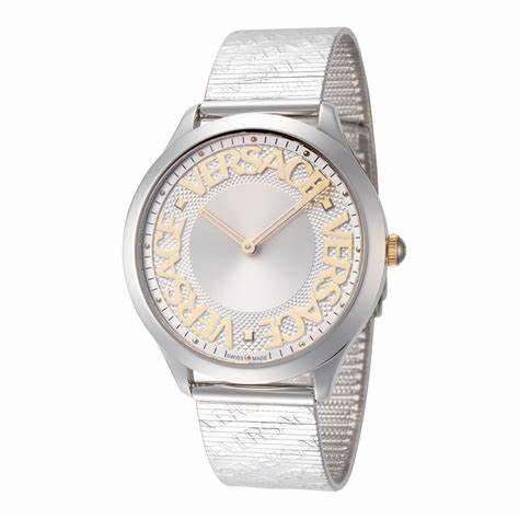 Versace Logo Halo VE2O00422 Women's Swiss Quartz Watch - Silver Stainless Steel Bracelet, 38mm