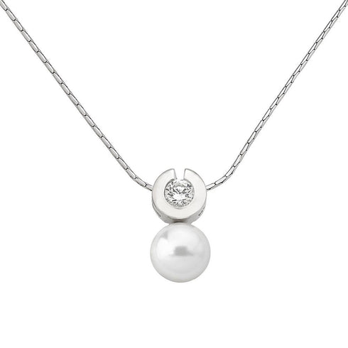 Majorica 09523.01.2.000.705.1 Necklace – 925 Silver, 10mm White Pearl, Zirconia