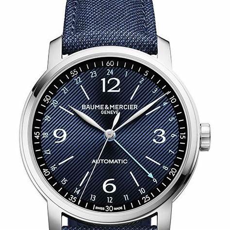 BAUME&MERCIERBaume & Mercier Classima MOA10735 Men's Manual - Winding Watch – 42mm Stainless Steel Case, Blue Skeleton Dial, Blue Canvas StrapWATCHESEcecile
