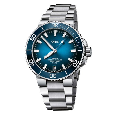 Orologio subacqueo Oris Aquis Date Calibro 400 Uomo - Acciaio inossidabile 43 mm, quadrante blu