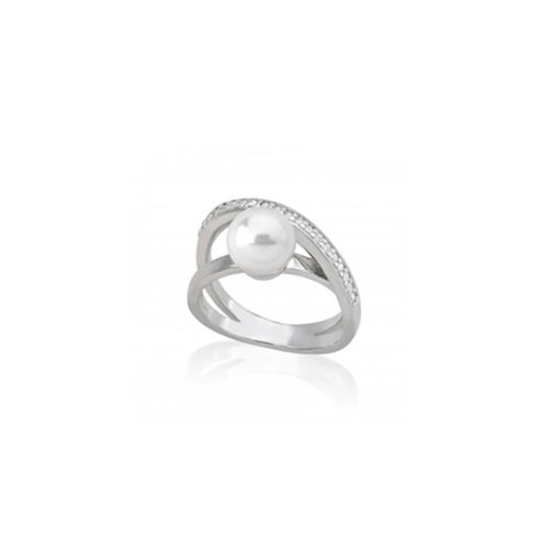 MAJORICAMajorica 16045 Women's Silver Ring with 8mm Grey Pearl & ZirconiaBIJOUXEcecile