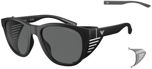 Emporio Armani EA4216U 5001/87 Unisex Sunglasses - Matte Black Frame, Dark Gray Lenses, 56mm