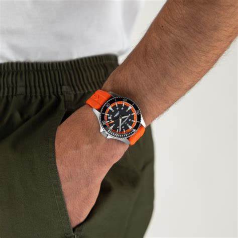 Hamilton Khaki Navy Scuba Auto H82395331 - 40mm Stainless Steel, Black Dial, Tangerine Orange Rubber Strap