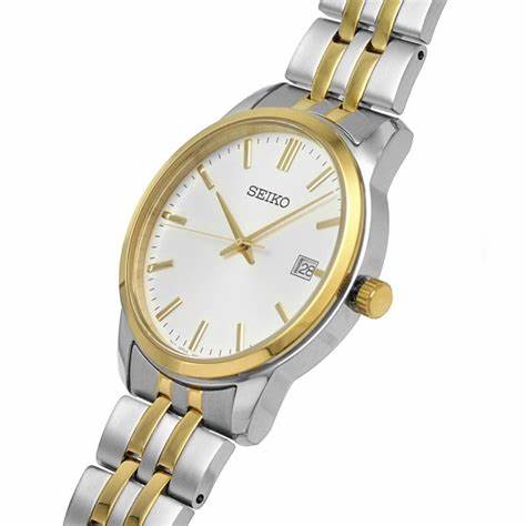 SEIKOSeiko SUR402P1 Men's Quartz Watch - White Dial, Two - Tone Stainless Steel BraceletWATCHESEcecile