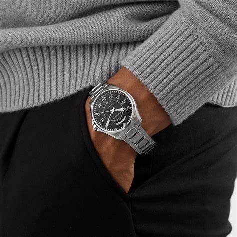 Hamilton Khaki Aviation Pilot Day Date Auto H64615135 - 42mm acier inoxydable, cadran noir, affichage Day-Date