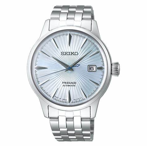 SEIKOSeiko Presage SRPE19J1 Men's Automatic Watch - Light Blue Dial, Stainless Steel BraceletWATCHESEcecile