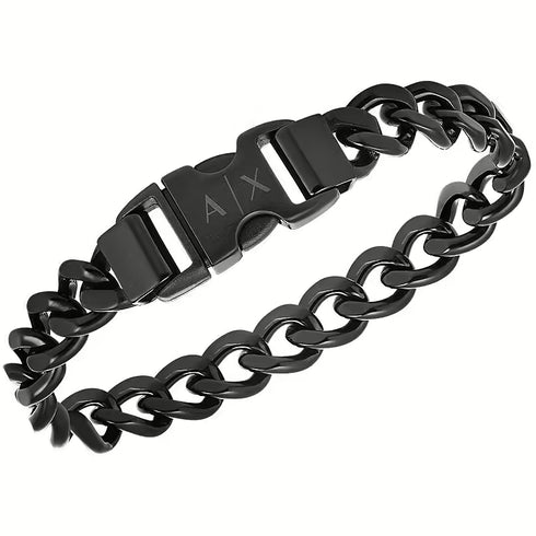 Armani Exchange AXG0156001 Bracelet en acier inoxydable noir avec logo - Hommes