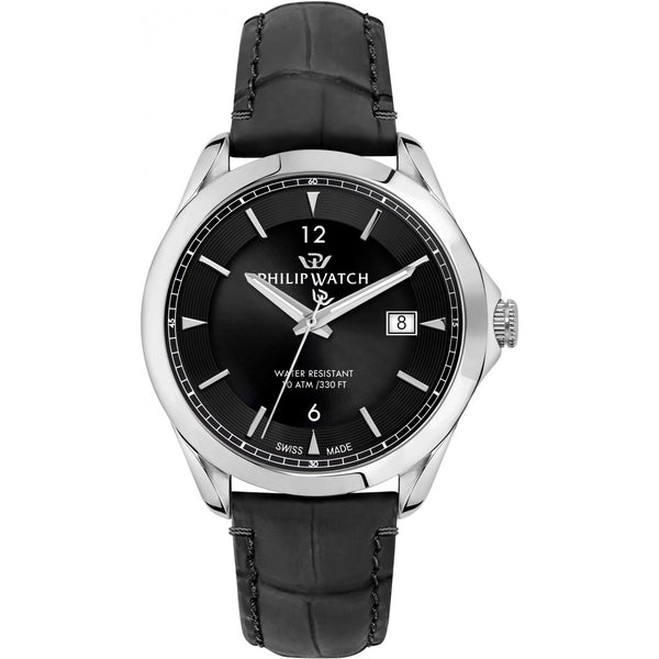 Philip Watch R823225002 Herren-Automatikuhr - Edelstahlgehäuse, schwarzes Lederarmband
