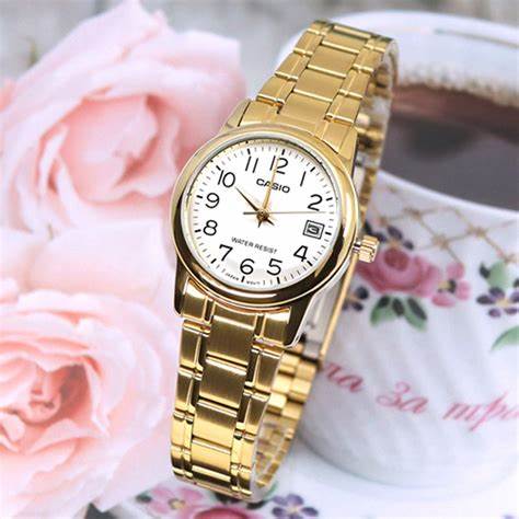 CASIO & VINTAGECasio LTP - V002G - 7B2UDF Women's Gold - Tone Analog Watch – White DialWATCHESEcecile