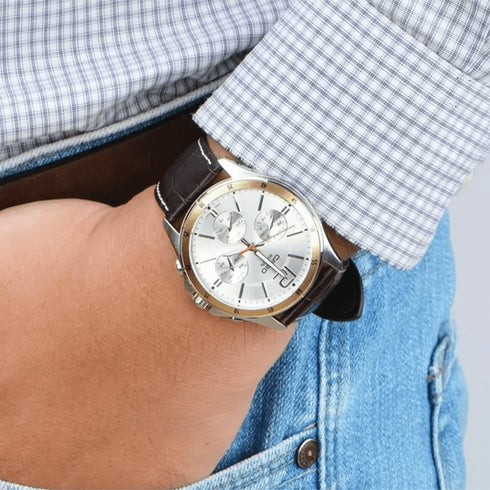CASIO & VINTAGECasio MTP - 1374L - 7AVDF Men's Watch - Silver Dial, Brown Leather StrapWATCHESEcecile