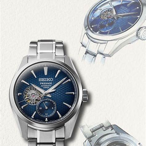 Seiko Presage SPB417J1 Reloj Automático Hombre - 40.2mm Caja Acero Inoxidable, Esfera Azul, Diseño Corazón Abierto