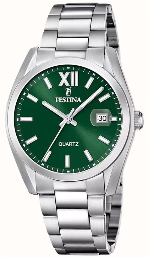 Festina F20707/5 Men’s Classic Watch – Green Dial, Steel Bracelet 40 mm