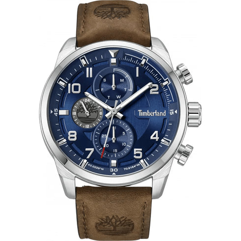 TIMBERLANDTimberland Henniker II TDWGF2201106 Men's 46mm Blue Dial Quartz Watch – Brown Leather StrapWATCHESEcecile