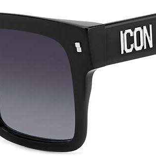 DSQUARED2 ICON 0010/S Occhiali da sole - Montatura nera, lenti sfumate grigie, 51mm