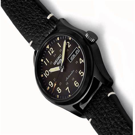 Seiko 5 Sports SRPG41K1 Men's Automatic Watch – Black Dial, Black Leather Strap