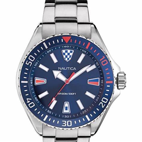 NAUTICANautica NAPCPS904 Men's Quartz Watch - Blue Dial, Stainless Steel BraceletWATCHESEcecile
