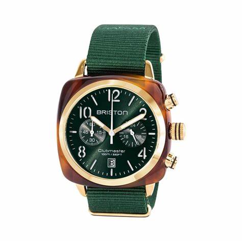 BRISTONBriston Clubmaster Classic Chronograph 40mm British Green Dial Watch 15140 - SA - T - 10 - NBGWATCHESEcecile