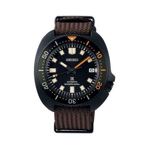 Seiko Prospex SPB257J1 Reloj de buceo automático para hombre - Black Series Edición limitada, esfera negra, correa textil marrón