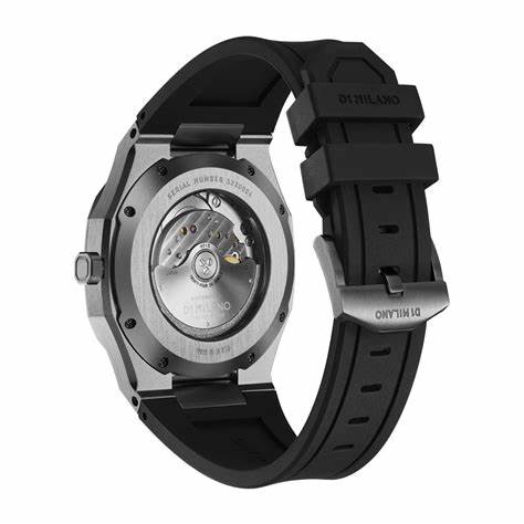 D1 MILANOD1 Milano Automatic Rubber D1 - ATRJ11 Men's Watch - Stainless Steel Case, Black Dial, Rubber StrapWATCHESEcecile