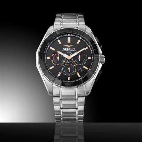 Sector 790 Chronograph Herrenuhr R3273636001 - Schwarzes Zifferblatt, Gehäuse und Armband aus Edelstahl