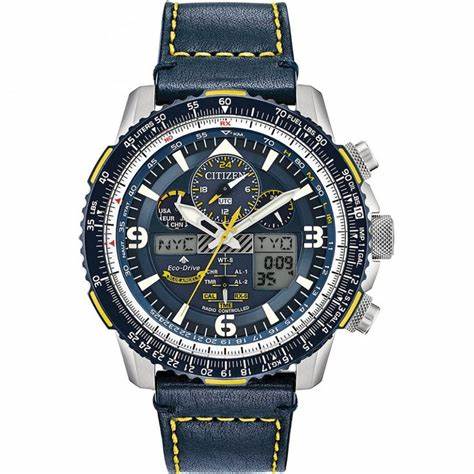 CITIZENCitizen Promaster Skyhawk A - T JY8078 - 01L Blue Angels Men's Watch - Stainless Steel, Blue Leather StrapWATCHESEcecile