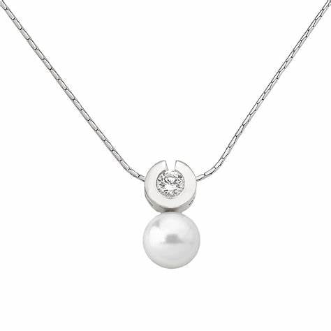 Majorica 09523.01.2.000.705.1 Necklace – 925 Silver, 10mm White Pearl, Zirconia
