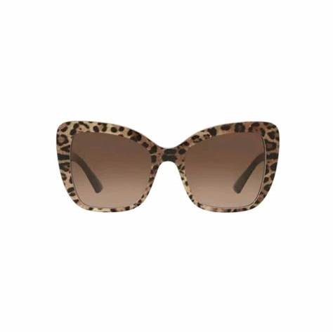 Dolce & Gabbana DG4348 3163/13 Women's Sunglasses - Leo Brown on Black Frame, Brown Gradient Lenses