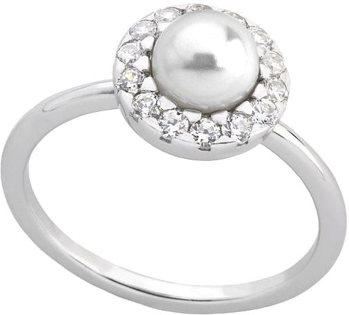 MAJORICAMajorica 15256.01.2.911.010.1 Women's Ring – Rhodium - Plated Silver, 10mm White Pearl, Zirconia Halo, Size 17BIJOUXEcecile