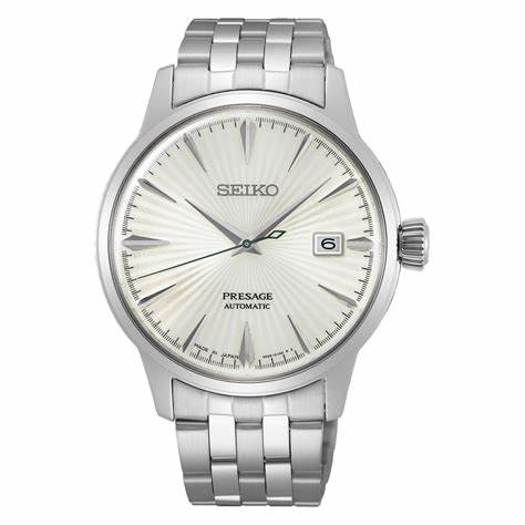 SEIKOSeiko Presage SRPG23J1 Men's Automatic Watch - Silver Dial, Stainless Steel BraceletWATCHESEcecile