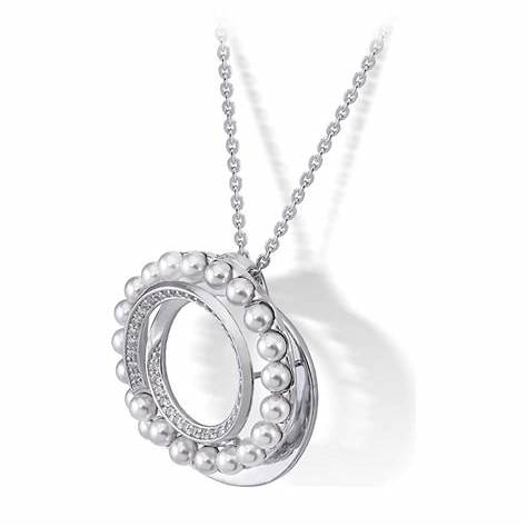 Majorica 16145.01.2.000.010.1 Necklace – 925 Silver, White Pearls, Cubic Zirconia, Rhodium Finish