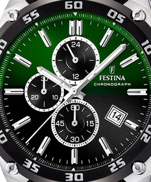 Festina F20330/B Men’s Originals Chronograph – Green Dial, Rubber Band 47mm