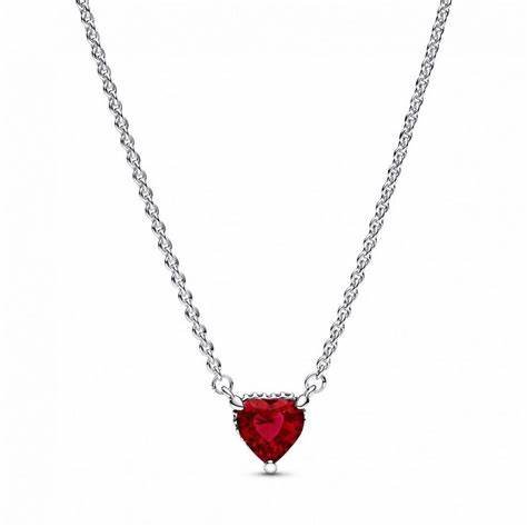 PANDORAPandora Sparkling Heart Halo Pendant Necklace 392542C01 - 45 - Sterling Silver, Red CrystalBIJOUXEcecile