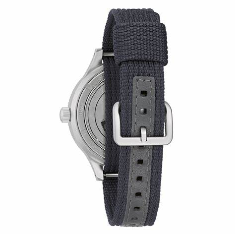 Bulova Archive Series MIL-SHIPS-W-2181 98A266 Orologio automatico da uomo - Quadrante nero, cinturino in nylon blu