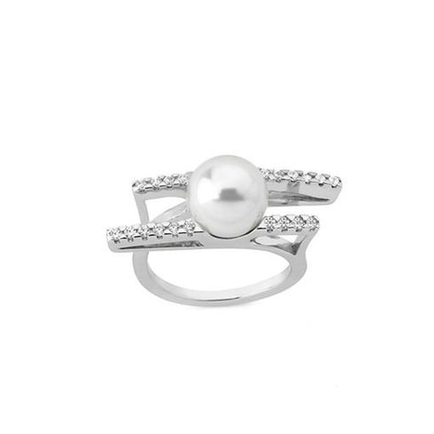 MAJORICAMajorica 15179.01.2.915.010.1 Women's Ring – Rhodium - Plated Silver, Simulated Pearl, Cubic ZirconiaBIJOUXEcecile