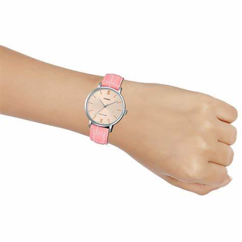 CASIO & VINTAGECasio LTP - VT01L - 4BUDF Women's Analog Watch – Pink Dial, Leather StrapWATCHESEcecile