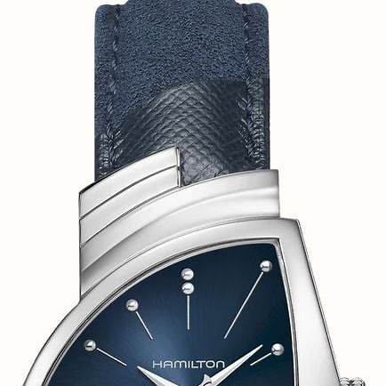 Hamilton Ventura Quartz H24411942 - 32.3mm x 50.3mm Edelstahlgehäuse, blaues Zifferblatt, blaues Alcantara-Armband