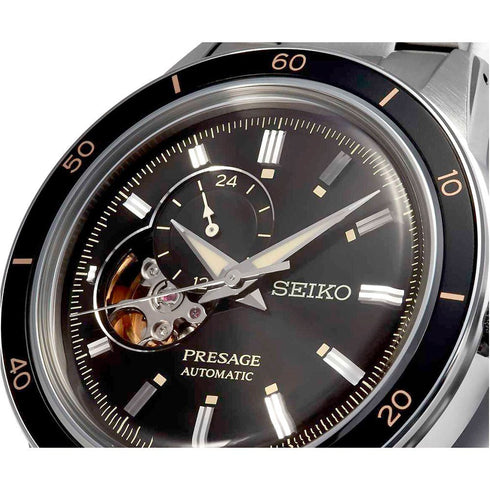 SEIKOSeiko Presage SSA425J1 Men's Automatic Open Heart Watch - 40.8mm Stainless Steel, Black DialWATCHESEcecile