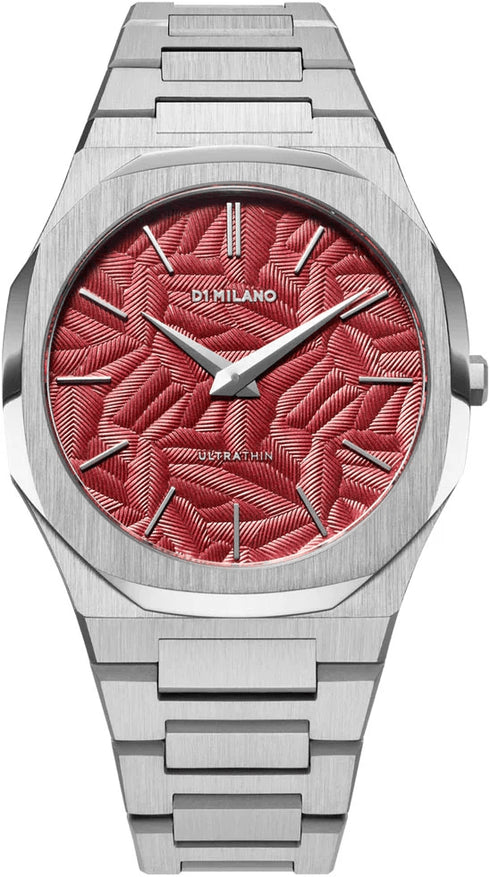 D1 MILANOD1 Milano UTBJ33 Ultra Thin Watch – Red Textured Dial, 40mm Stainless SteelWATCHESEcecile