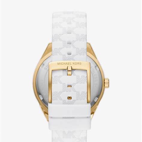 Michael Kors Oversized Jessa MK7267 Women's Watch - Gold-Tone, White Silicone Strap