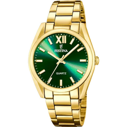 FESTINAFestina F20640/9 Women's Watch – Gold - Tone Stainless Steel, Green Dial, 36.8mmWATCHESEcecile