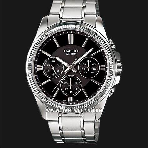 CASIO & VINTAGECasio MTP - 1375D - 1AVDF Men's Quartz Watch - Black Dial, Stainless Steel BraceletWATCHESEcecile