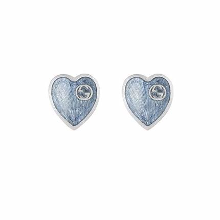 Gucci Interlocking G Pendientes Corazón Azul Claro YBD645547002