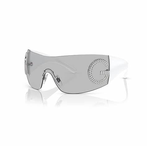 Dolce & Gabbana DG2298B 06/87 40 Lunettes de soleil bouclier pour femme - monture gris clair, verres gris clair