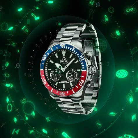 Smartwatch híbrido Jaguar para hombre - Modelo J888/4, acero inoxidable, esfera negra, bisel Pepsi