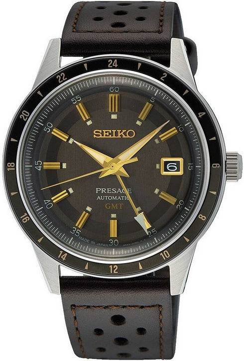 Reloj Seiko Presage Style 60's GMT Automatic SSK013J1 - 40.8mm Stainless Steel Case, Fumé Grey Dia