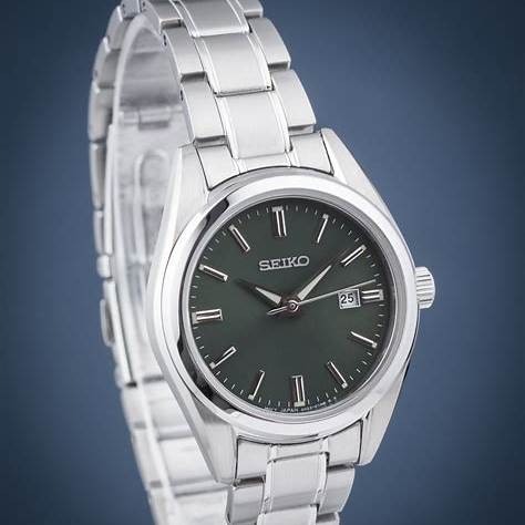 SEIKOSeiko SUR533P1 Women's Quartz Watch – Green Sunray Dial, Stainless Steel BraceletWATCHESEcecile