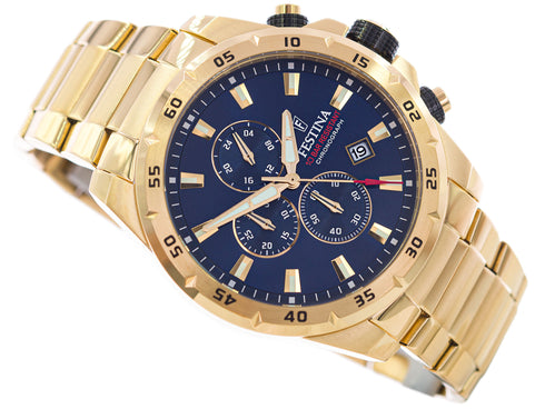 FESTINAFestina F20541/2 Chrono Sport Men's Watch – Gold Stainless Steel, Blue Dial, 45mmWATCHESEcecile