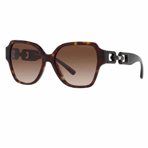 Lunettes de soleil Emporio Armani EA4202 502613 pour femme - monture havane brillant, verres dégradés marron, 54mm